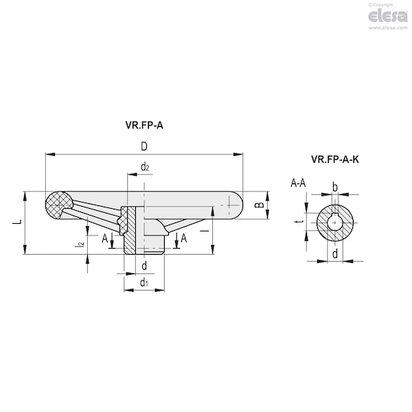 Without Handle, Drilled Hub, VR.125 FP-A14-K